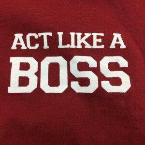 On Fire Kids Red White Hoodie Act Like A Boss Short Sleeve Pullover M Medium